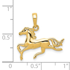 14K Gold Polished Horse Pendant for Men  Solid, Casted Design