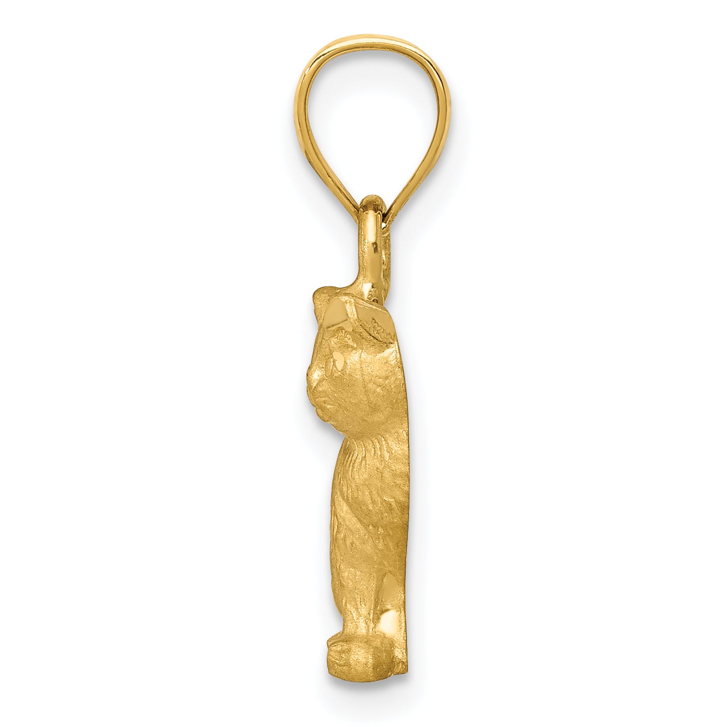 14K Gold Diamond-Cut Cat Pendant with Elegant Solid Design Secondary image