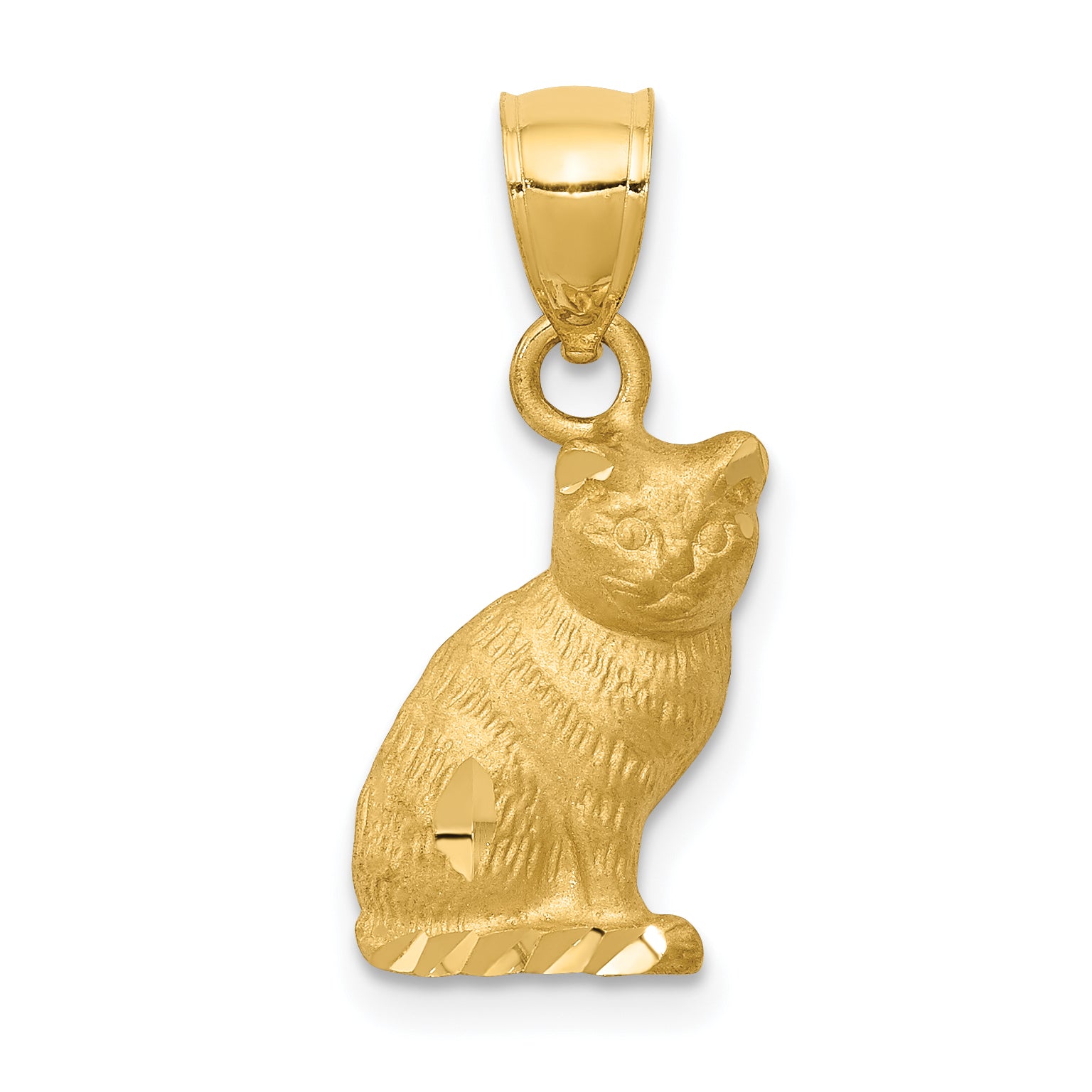 14K Diamond-cut Cat Pendant Main image
