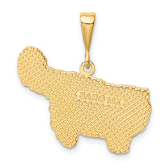 14K Gold Persian Cat Pendant with Elegant Detailing
