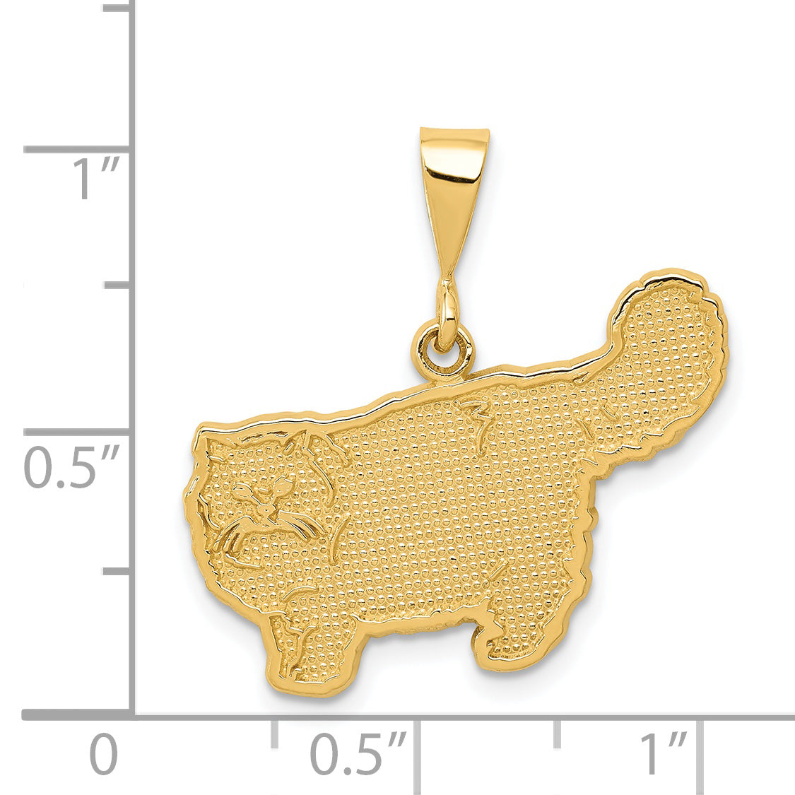 14K Gold Persian Cat Pendant with Elegant Detailing