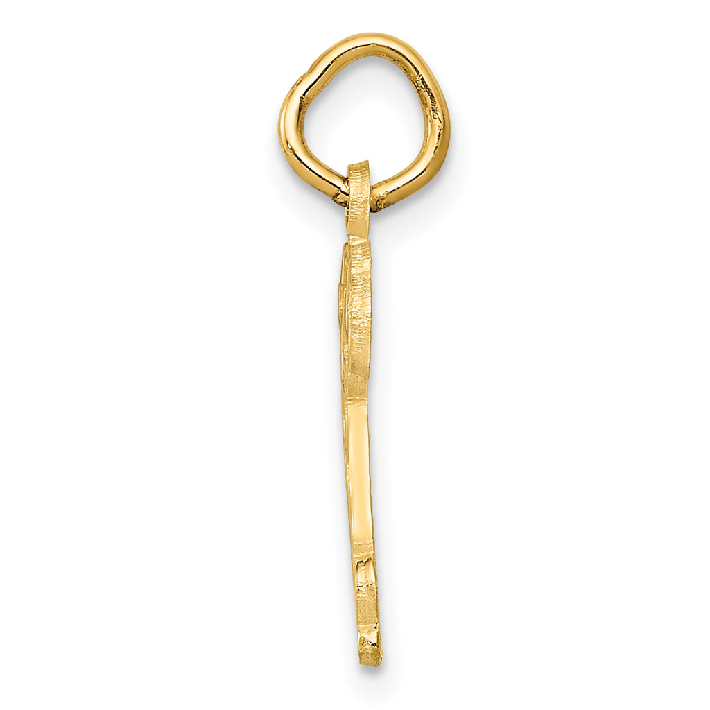 14K Gold Puppy Charm with Polished Finish and Textured Detail