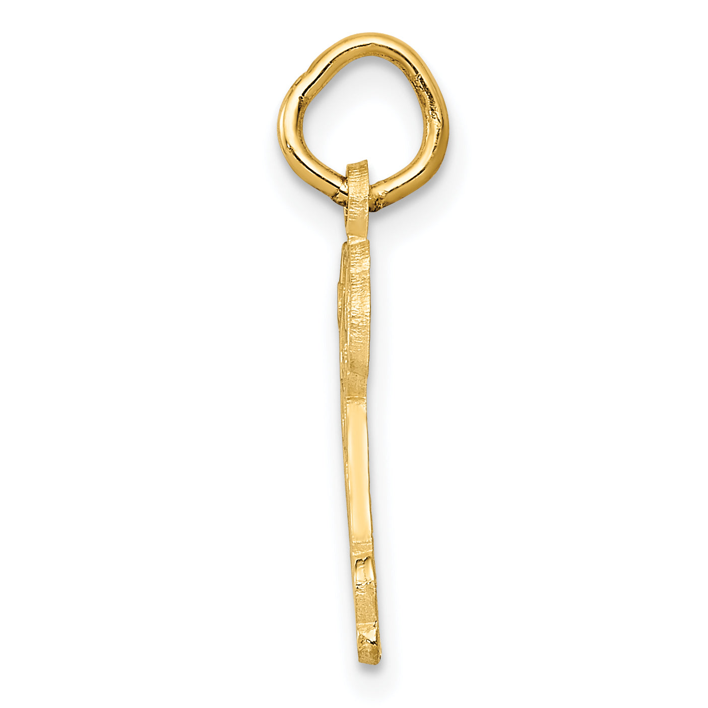14K Gold Puppy Charm with Polished Finish and Textured Detail