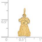 14K Gold Puppy Charm with Polished Finish and Textured Detail