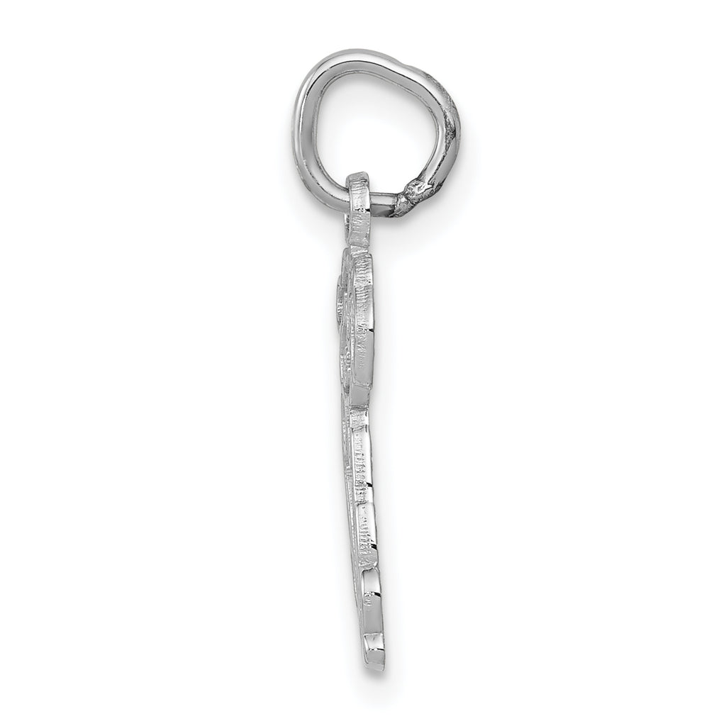 14K White Gold Puppy Charm with Polished Rhodium Finish