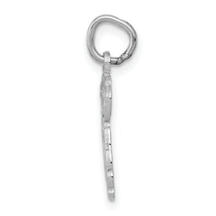 14K White Gold Puppy Charm with Polished Rhodium Finish