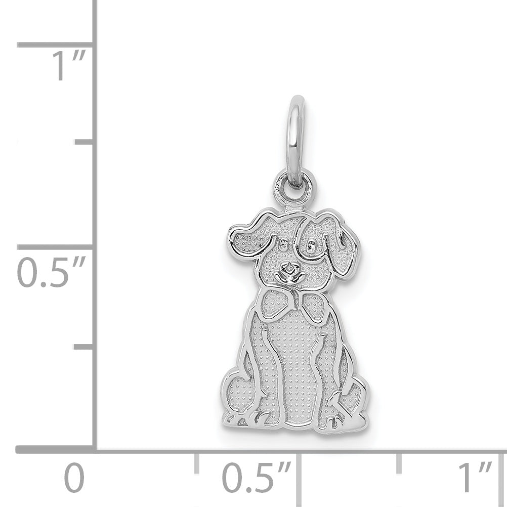 14K White Gold Puppy Charm with Polished Rhodium Finish