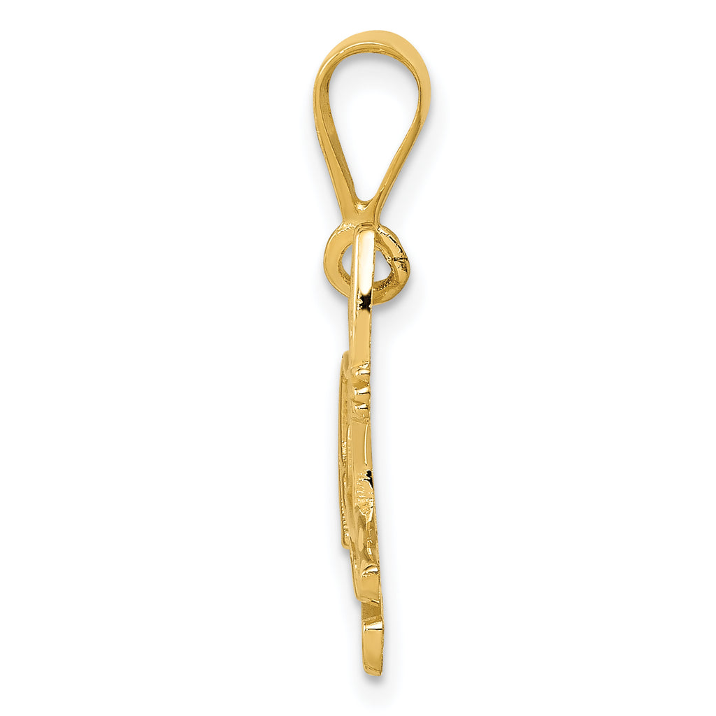 14K Gold Pit Bull Pendant with Polished Finish and Textured Detail