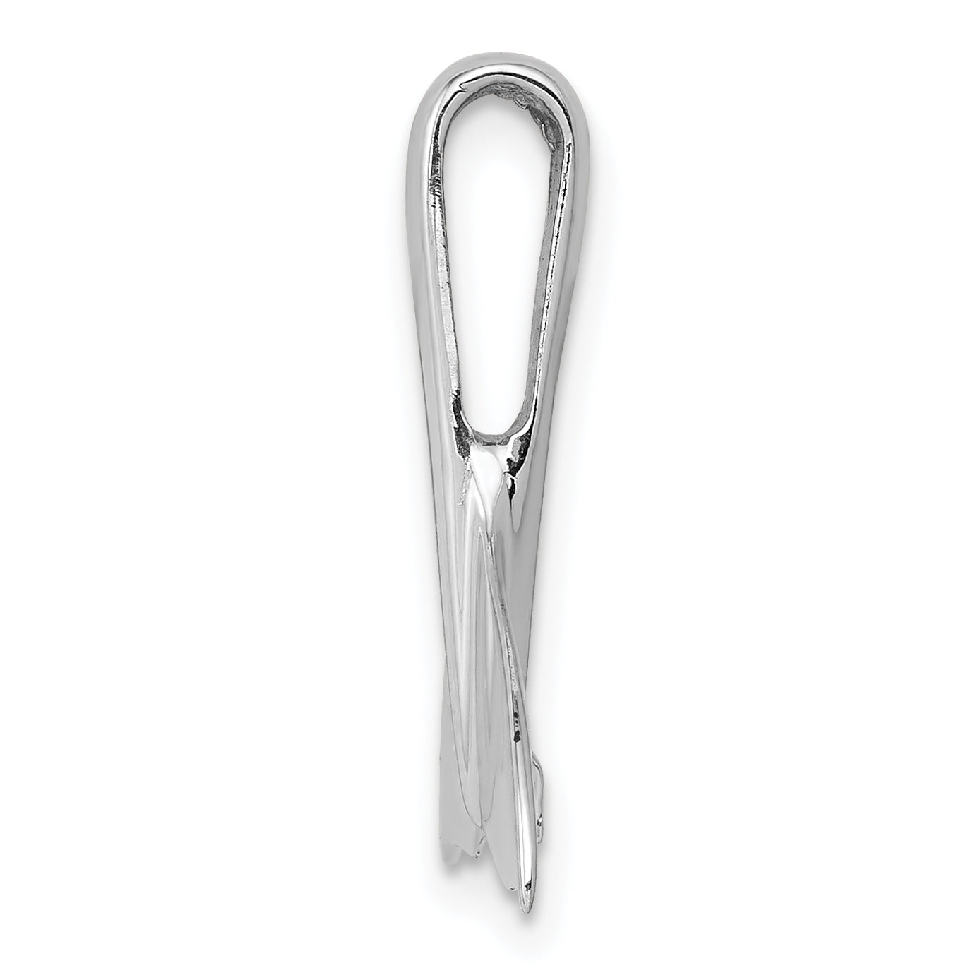 14K White Gold Whale Tail Slide Pendant with Rhodium Finish Solid & Casted Design