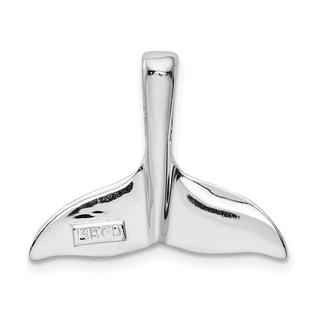 14K White Gold Whale Tail Slide Pendant with Rhodium Finish Solid & Casted Design