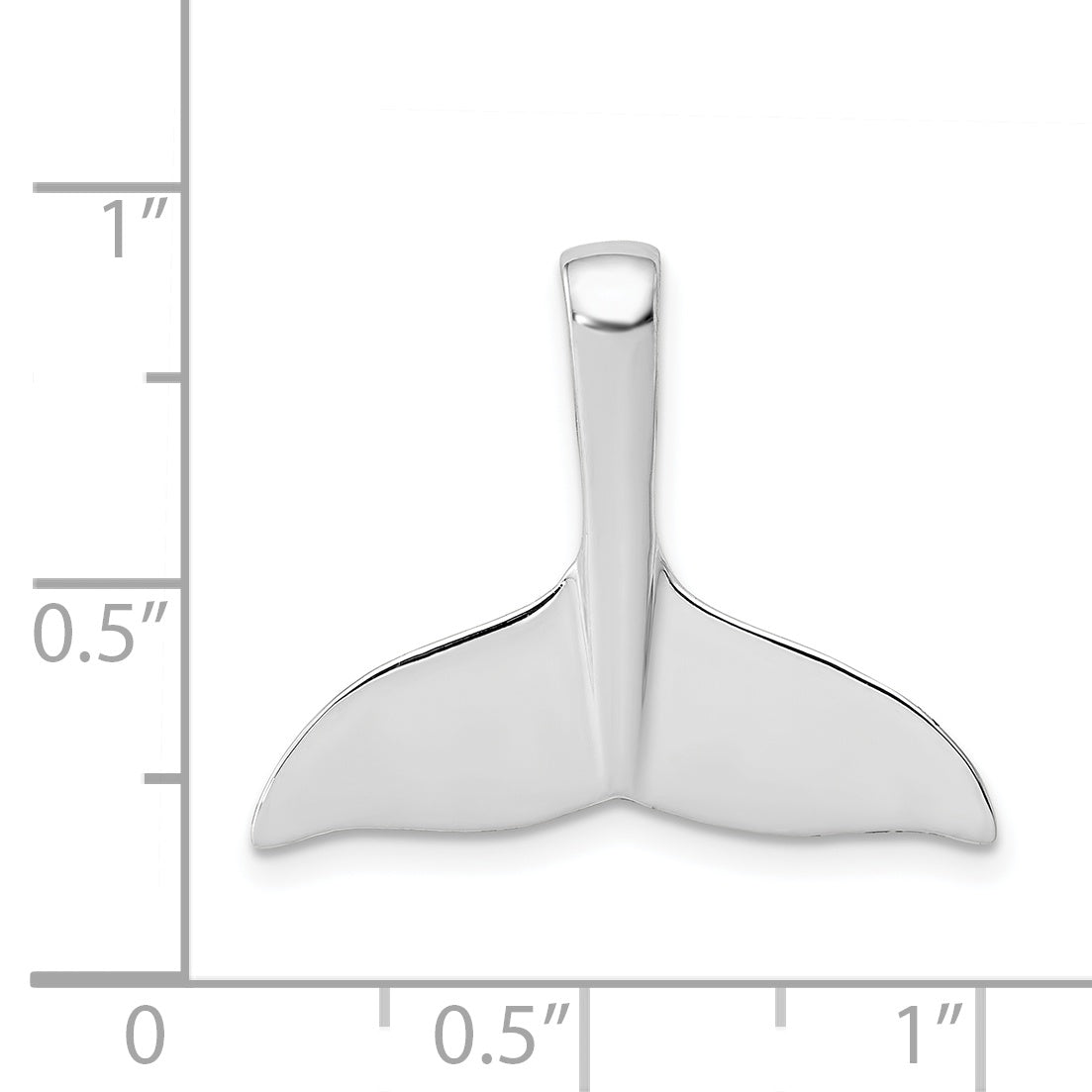 14K White Gold Whale Tail Slide Pendant with Rhodium Finish Solid & Casted Design