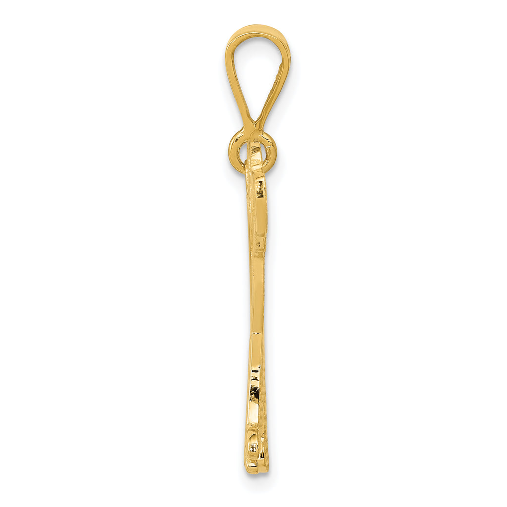 14K Gold Mastiff Pendant with Polished Textured Finish  Elegant & Unique Design