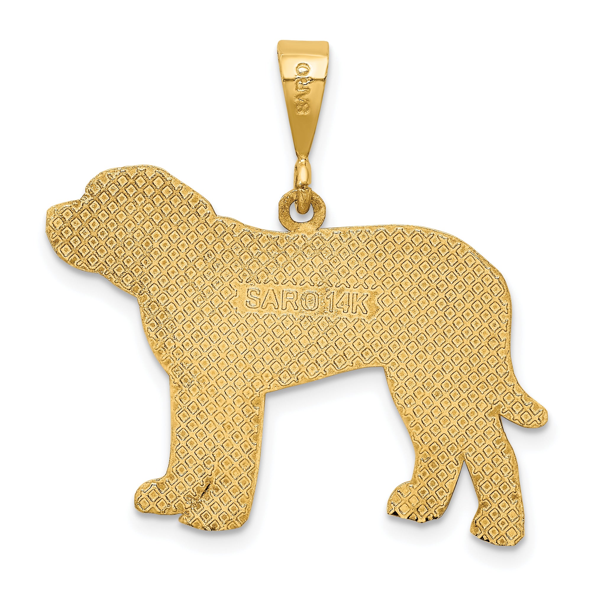 14K Gold Mastiff Pendant with Polished Textured Finish  Elegant & Unique Design