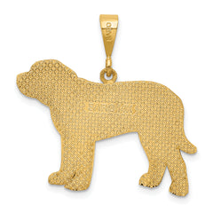 14K Gold Mastiff Pendant with Polished Textured Finish  Elegant & Unique Design