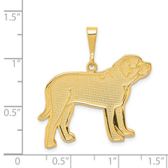 14K Gold Mastiff Pendant with Polished Textured Finish  Elegant & Unique Design