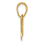 14K Gold Dog Pendant with Polished Finish and Textured Detail