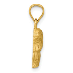 14K Gold Diamond-Cut Shih Tzu Pendant with Brushed Finish Solid and Elegant