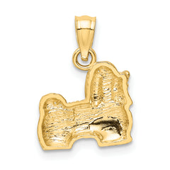 14K Gold Diamond-Cut Shih Tzu Pendant with Brushed Finish Solid and Elegant
