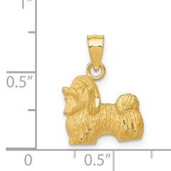 14K Gold Diamond-Cut Shih Tzu Pendant with Brushed Finish Solid and Elegant