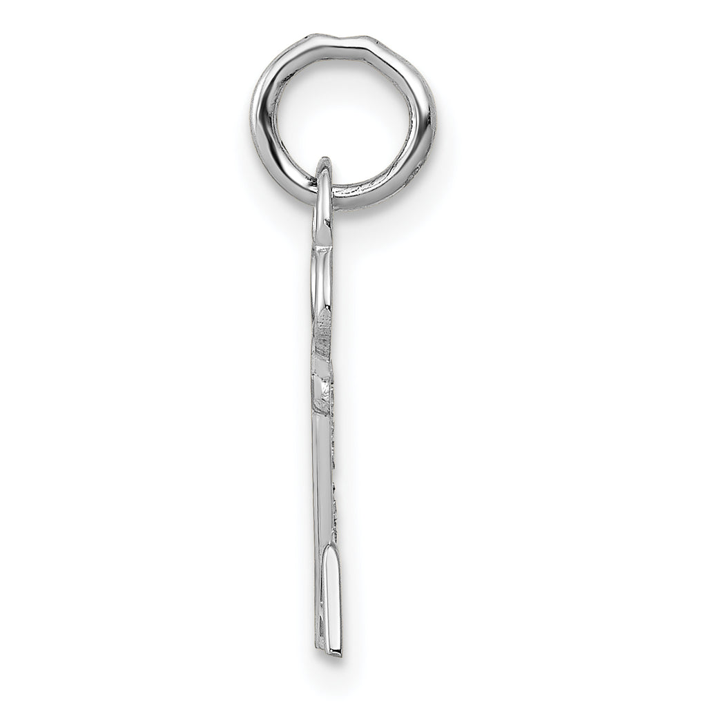14K White Gold Letter A Initial Charm with Polished Rhodium Finish