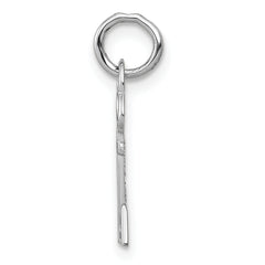 14K White Gold Letter A Initial Charm with Polished Rhodium Finish