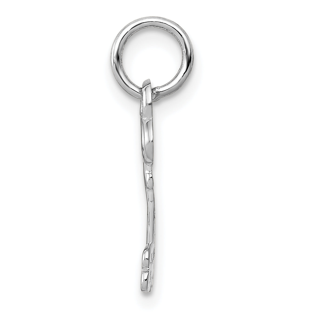 14K White Gold Letter B Initial Charm with Polished Finish & Rhodium Plating