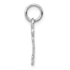 14K White Gold Letter B Initial Charm with Polished Finish & Rhodium Plating