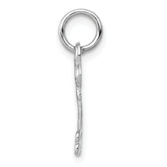 14K White Gold Letter B Initial Charm with Polished Finish & Rhodium Plating