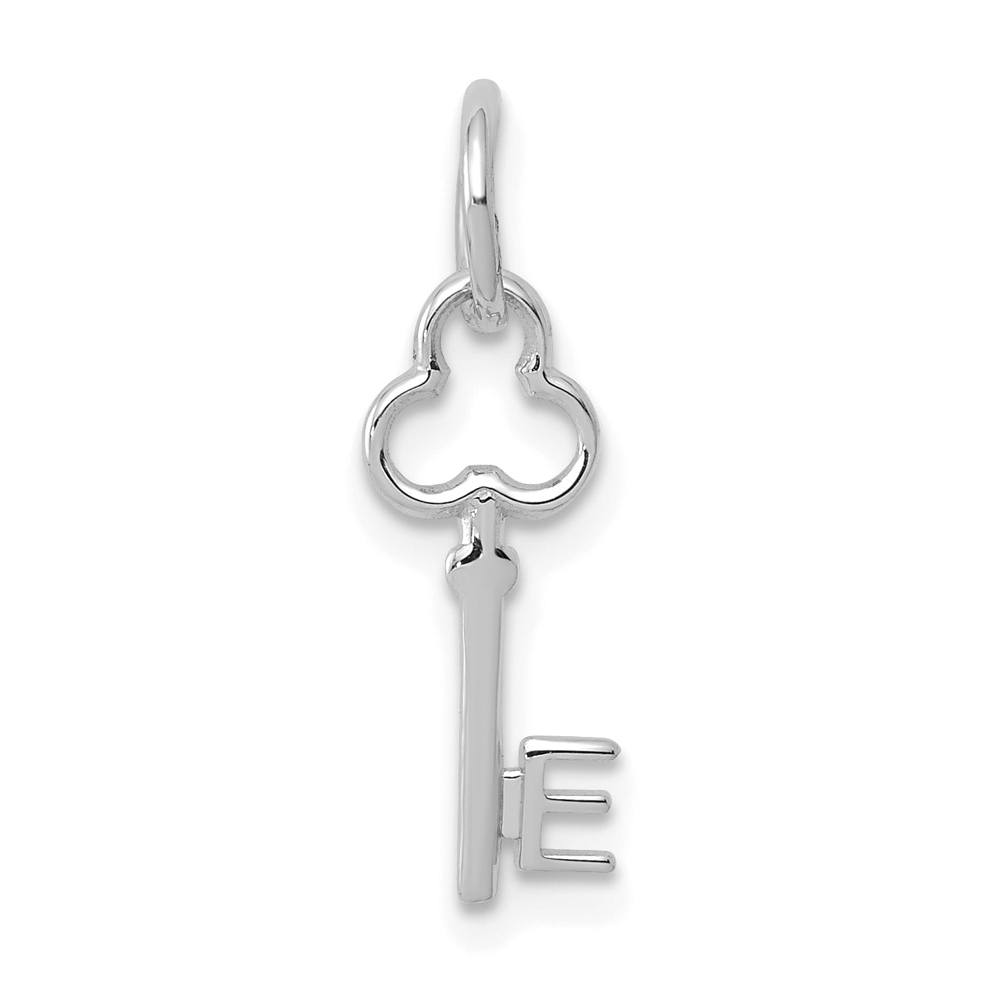 14K White Gold Key Letter E Initial Charm Main image