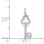 14K White Gold G Initial Charm with Polished Rhodium Finish