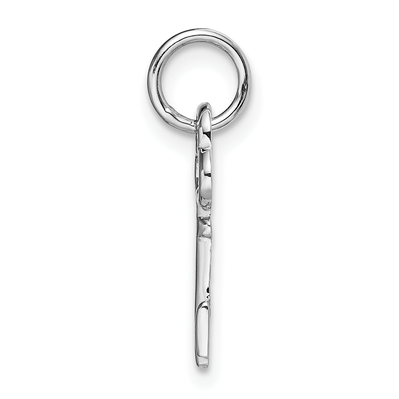 14K White Gold Initial 'I' Charm with Polished Rhodium Finish  Elegant and Timeless