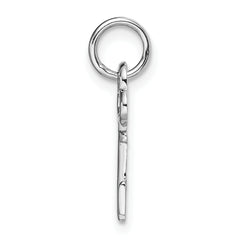 14K White Gold Initial 'I' Charm with Polished Rhodium Finish  Elegant and Timeless