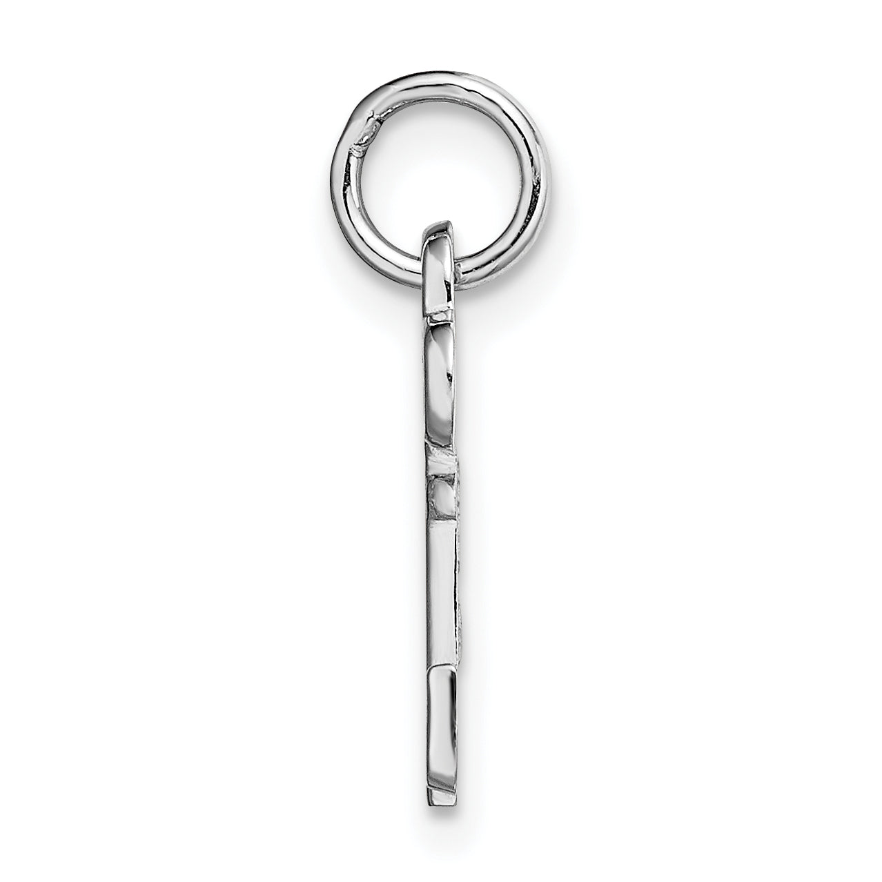 14K White Gold Letter J Initial Charm with Polished Rhodium Finish Elegant Design