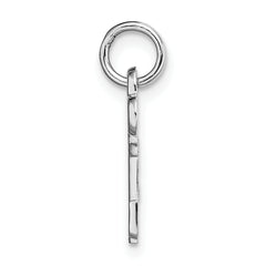 14K White Gold Letter J Initial Charm with Polished Rhodium Finish Elegant Design