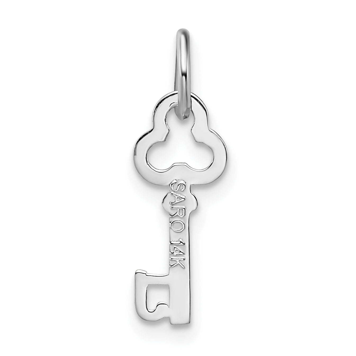14K White Gold Letter J Initial Charm with Polished Rhodium Finish Elegant Design