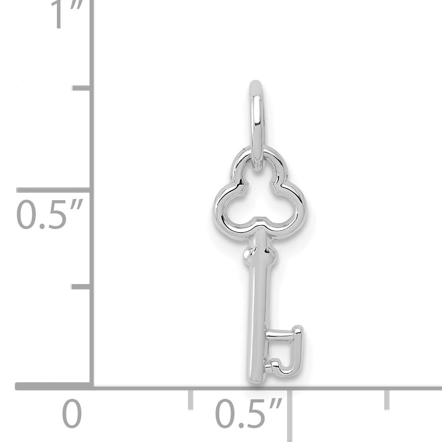 14K White Gold Letter J Initial Charm with Polished Rhodium Finish Elegant Design