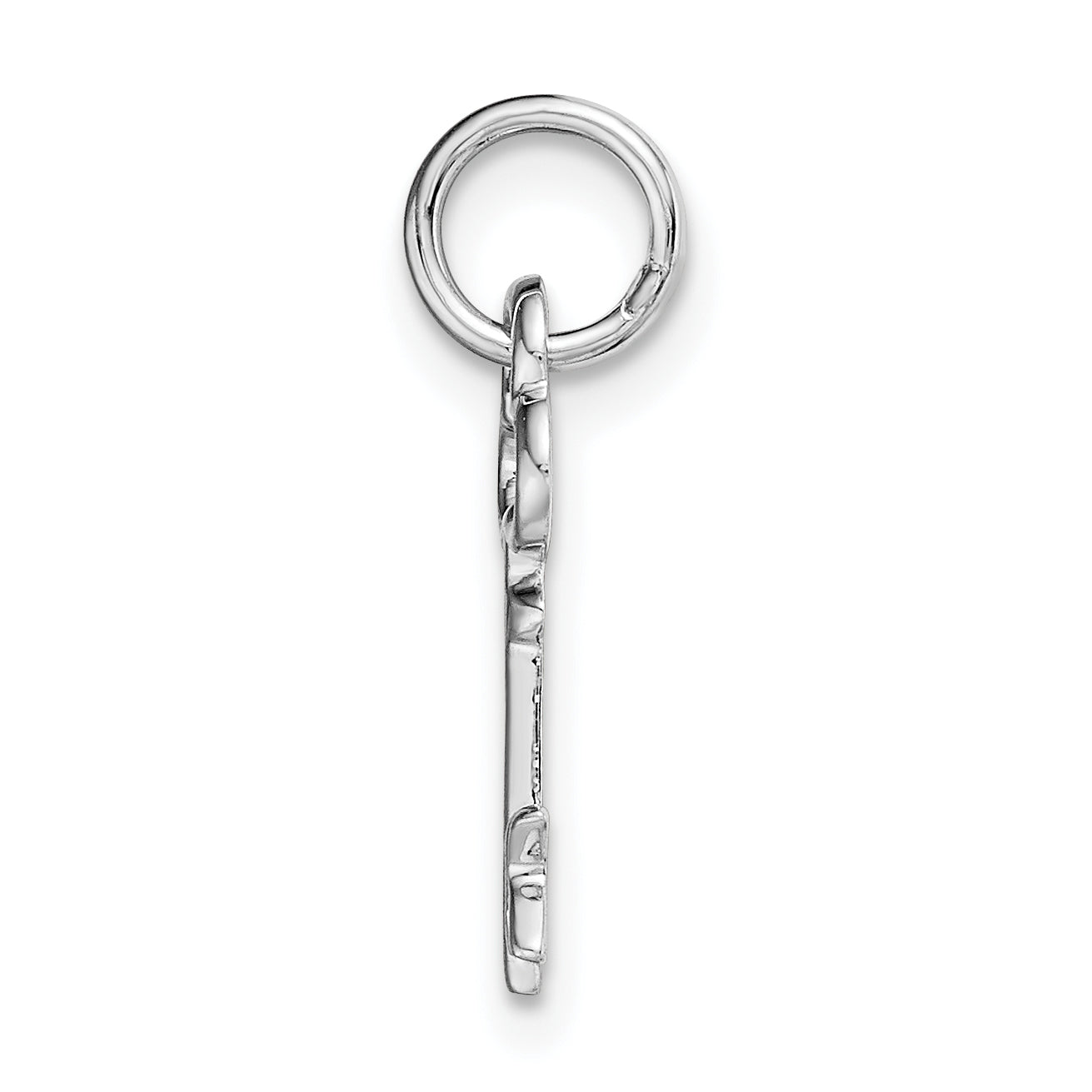 14K White Gold Letter K Initial Charm with Polished Rhodium Finish