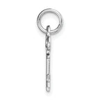 14K White Gold Letter K Initial Charm with Polished Rhodium Finish
