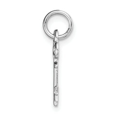 14K White Gold Letter K Initial Charm with Polished Rhodium Finish