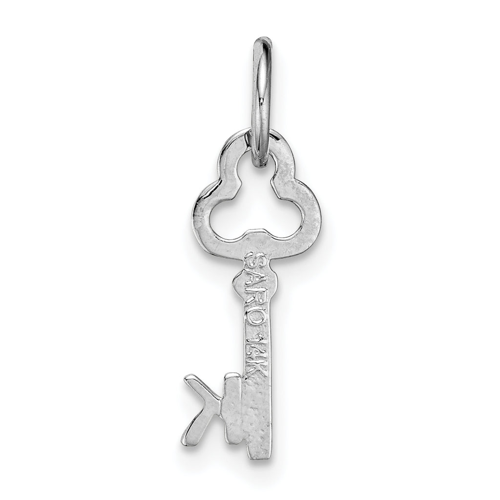 14K White Gold Letter K Initial Charm with Polished Rhodium Finish