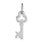 14K White Gold Letter K Initial Charm with Polished Rhodium Finish