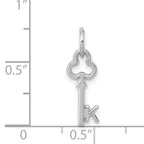 14K White Gold Letter K Initial Charm with Polished Rhodium Finish