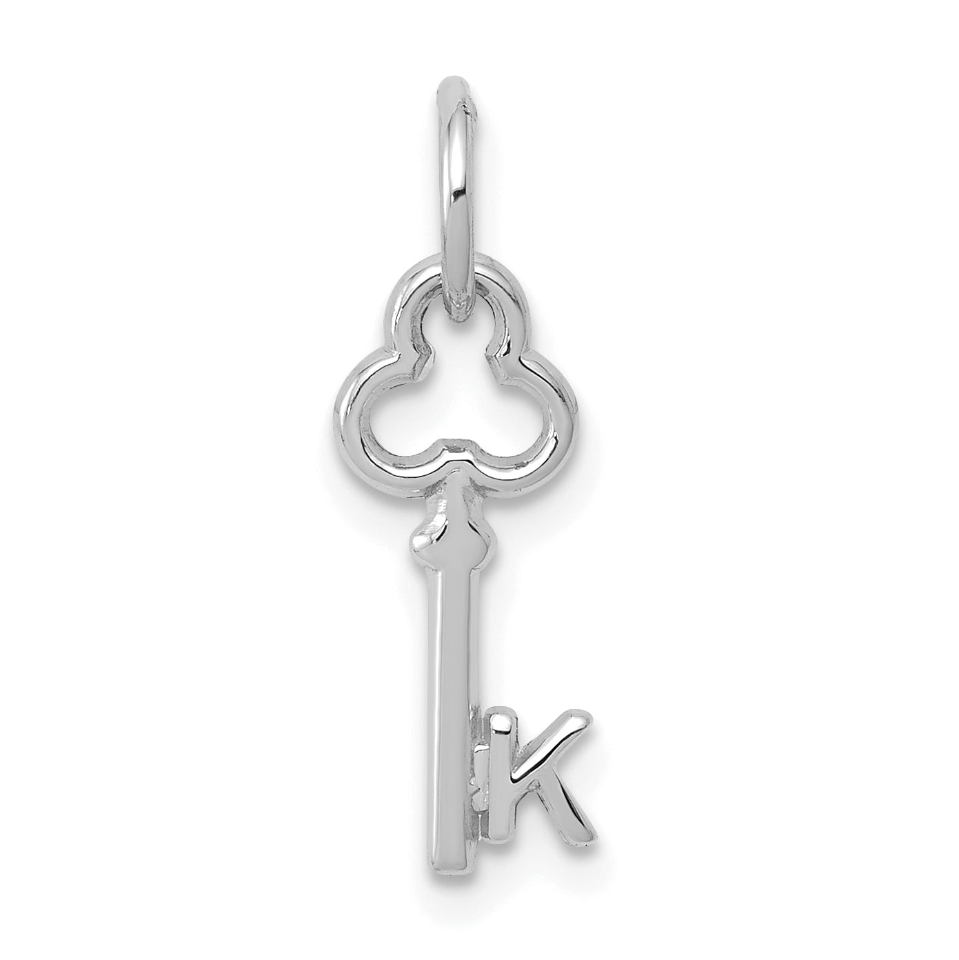 14K White Gold Key Letter K Initial Charm Main image