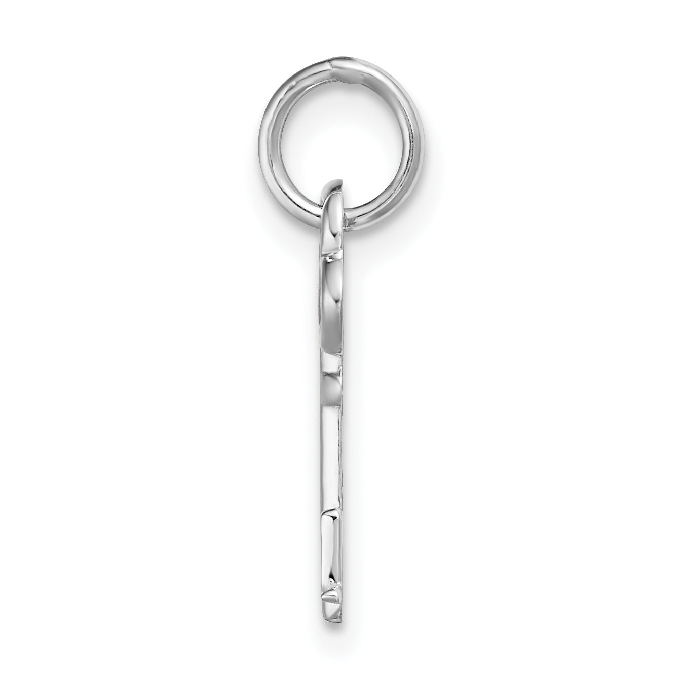 14K White Gold Letter L Initial Charm  Polished & Rhodium-Plated Elegance