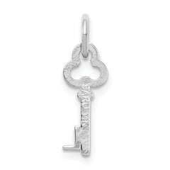 14K White Gold Letter L Initial Charm  Polished & Rhodium-Plated Elegance