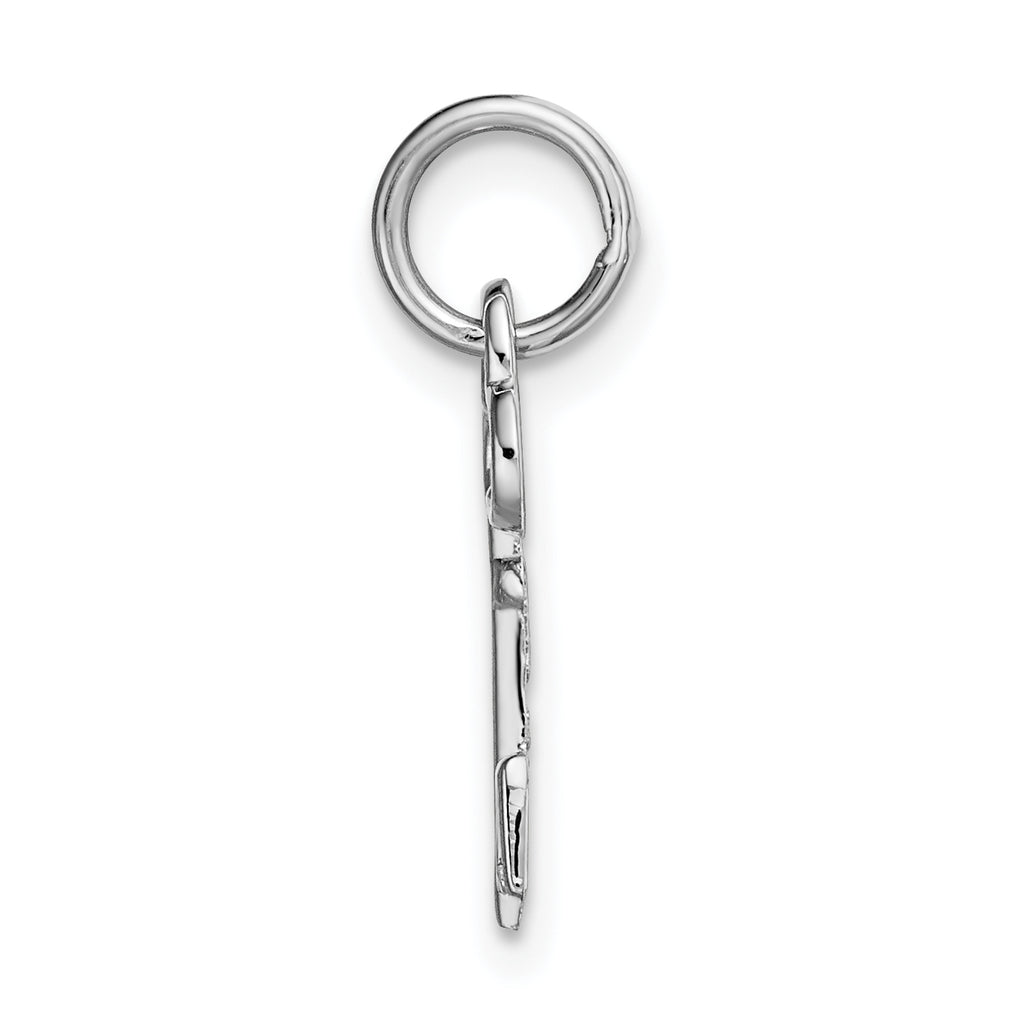 14K White Gold Letter M Initial Charm with Polished Finish Elegant and Small