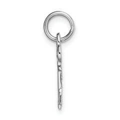14K White Gold Letter M Initial Charm with Polished Finish Elegant and Small
