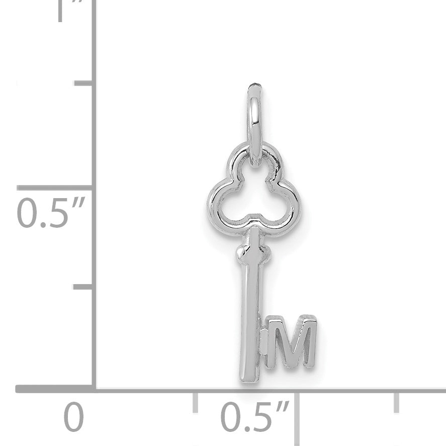 14K White Gold Letter M Initial Charm with Polished Finish Elegant and Small