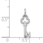 14K White Gold Letter N Initial Charm with Polished Rhodium Finish