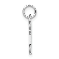 14K White Gold O Initial Charm with Polished Rhodium Finish